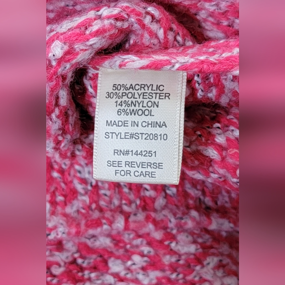 Sincerely Jules Chunky Knit Oversized Cropped Sweater Women's S Gray Pink Red NW - Picture 8 of 13
